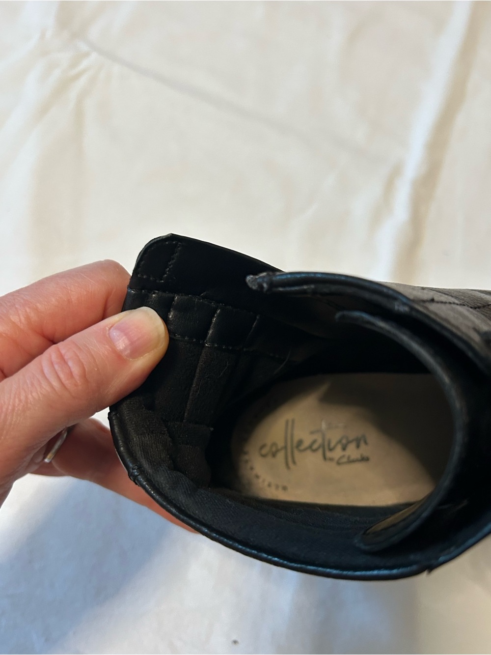 Clarks Collection Black Leather Lace-Up Ankle Booties with Side Zip - Picture 8 of 11